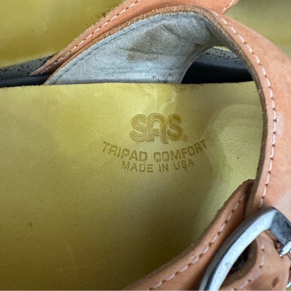 SAS Tripad Sanibel Leather Slip On Flip Flop Thong Sandal Womens Orange 8M - Picture 4 of 10